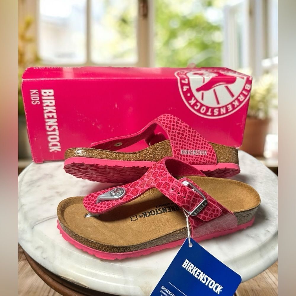 NEW • Birkenstock • Gizeh Magic Snake Pink Slip-on Sandals EU 30